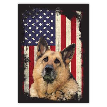 German Shepherd USA Flag : Gift Sticker Dog Pet K-9 United Police America