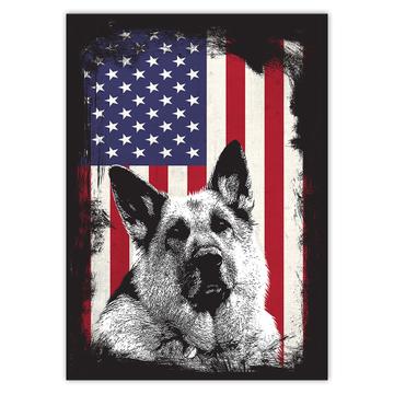 German Shepherd Sepia USA Flag : Gift Sticker Dog Pet K-9 United Police America
