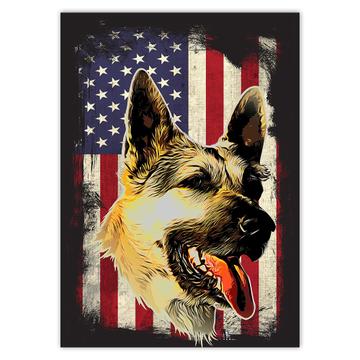 German Shepherd USA Flag : Gift Sticker Dog Pet K-9 United Police America