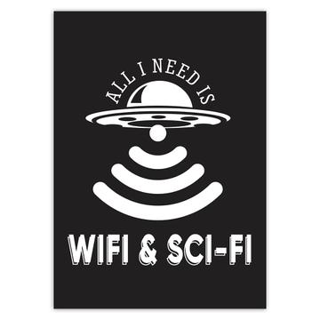 Wifi Sign : Gift Sticker Flying Saucer Aliens Ufo Science Fiction Day Funny Wall Decor Art