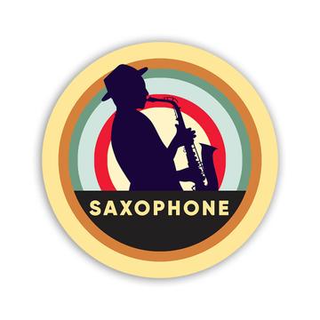 Saxophonist Colorful Circles Retro Wall Illustration : Gift Sticker Musician Present Decor