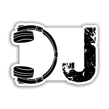 DJ Letters Wall Art Print Decor Headphones Music : Gift Sticker Black And White Card