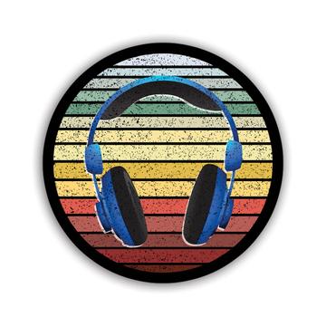 Headphones Gradient Colors Musical Art Poster Decor : Gift Sticker Retro Rainbow Card