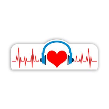 Heart Headphones Life Line Musical Decor Art : Gift Sticker Teen Room Wall Poster Love