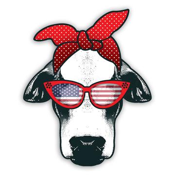 Funny Cow Face : Gift Sticker USA Glasses American Fashion Animal Cute Best Friend