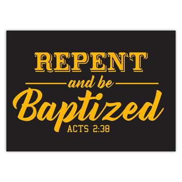 Repent And Be Baptized : Gift Sticker Baptism Catholic Christian Faith Religious Decor