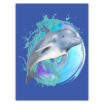 Cute Dolphin Photography : Gift Sticker Water Animal Marine Ocean Wall Poster Decor