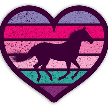Horse Silhouette Heart : Gift Sticker Rainbow For Animal Lover Best Friend Girl Colors