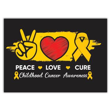 Peace Love Cure : Gift Sticker Childhood Cancer Awareness Gold Ribbon Support Charity
