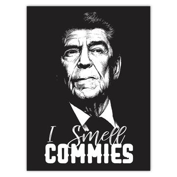 I Smell Commies : Gift Sticker US President Ronald Reagan Vintage Humor Art American