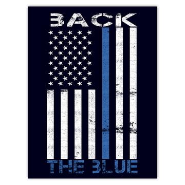 Back The Blue : Gift Sticker For Police Officer Support Policeman USA American Flag