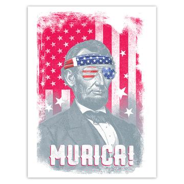 Lincoln Murica Sunglasses Headband : Gift Sticker American President Humor Funny Art Print