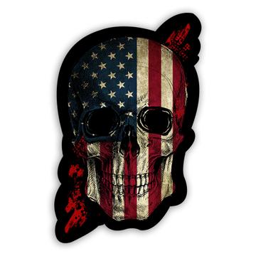 Skull American Flag : Gift Sticker USA United States Patriotic Horror Halloween Art Print