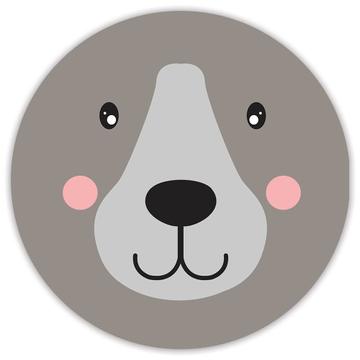 Cute Bear Face : Gift Sticker For Baby Shower Nursery Door Decor Kids Children Animal