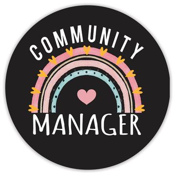 For Best Community Manager : Gift Sticker Cute Art Print Hearts Occupation Stripes