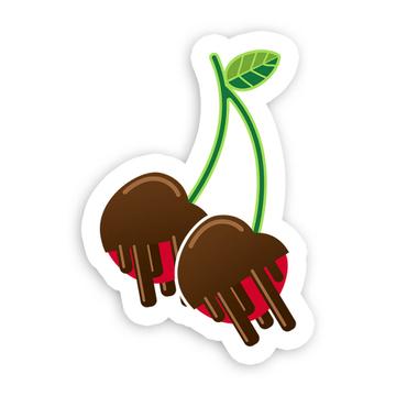 Cherries In Chocolate : Gift Sticker Cherry Sweet Cute Funny Art Print Kitchen Home