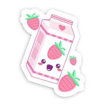 Milk Box Strawberry Yogurt : Gift Sticker Dairy Product Food Drink Kids Cute Kitchen Art