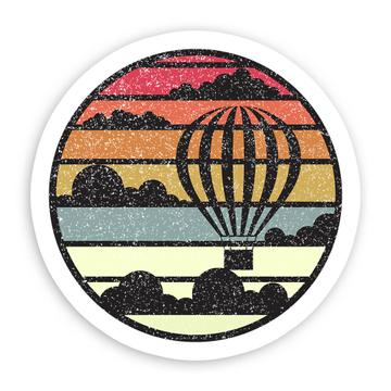 Retro Hot Air Balloon : Gift Sticker Gradient Colors Art Print Adventure Room Decor Teenager