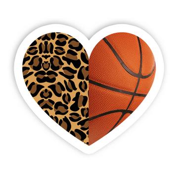 Printed Heart : Gift Sticker Cheetah Animal Print Basketball Ball Love Lover Player Art