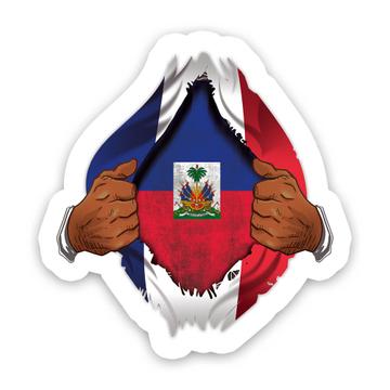 Haitian Flag Haiti : Gift Sticker Coat Of Arms Caribbean Country Proud Souvenir France Nation