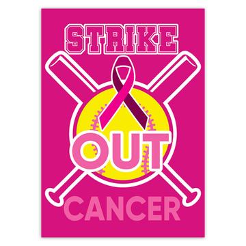 Strike Out Cancer : Gift Sticker For Breast Survivor Awareness Month Support Baseball