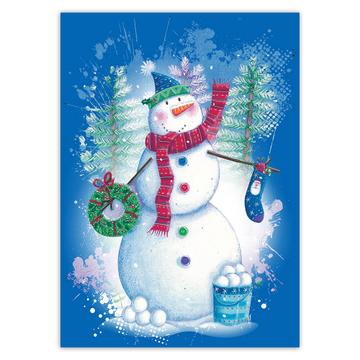 Cute Christmas Snowman : Gift Sticker Sweet Art For Kid Child Winter Snowballs New Year