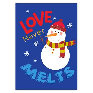 Love Never Melts : Gift Sticker For Wife Husband Lover Snowman Christmas New Year Cute Art