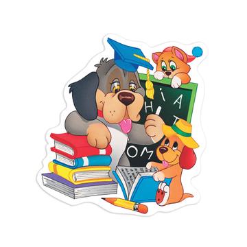 Saint Bernard Cartoon School : Gift Sticker Max Dog Puppy Pet Animal Cute