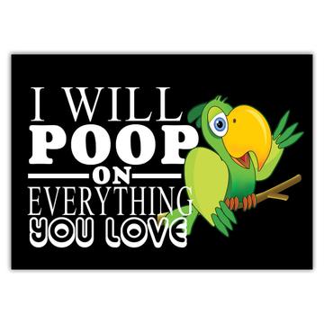 Parrot Cartoon Poop On Everything : Gift Sticker Bird Nature Airbrush Graphic Animal Cute