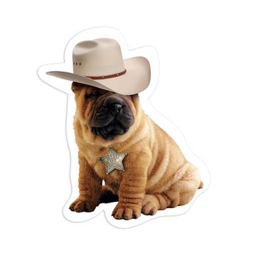 Sharpei Cowboy Hat : Gift Sticker Dog Country Rodeo Pet Funny Cute