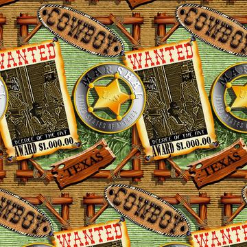 Cowboy Texas Wanted : Gift 12" X 12" Decal Vinyl Sticker Sheet Pattern Western Sheriff Vintage Retro Style Protector
