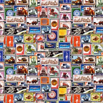 Postage Stamps Pattern : Gift 12" X 12" Decal Vinyl Sticker Sheet Vintage Retro Art History Collection Decor Home Wall