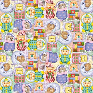 Baby Bears Sleeping : Gift 12" X 12" Decal Vinyl Sticker Sheet Pattern Patchwork For Newborn Shower Kid Room Decor Party Cute