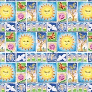 World Peace Sun Kids : Gift 12" X 12" Decal Vinyl Sticker Sheet Pattern Dove For Kindergarten Nursery Decor School Children Cute
