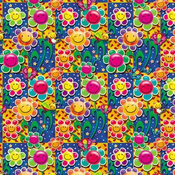 Smiling Daisy Daisies : Gift 12" X 12" Decal Vinyl Sticker Sheet Pattern Flower Floral For Kid Child Birthday Butterfly Colorful