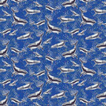 Whales Pattern Sea : Gift 12" X 12" Decal Vinyl Sticker Sheet For Whale Lover Animal Sperm Beluga Fish Nature Kid