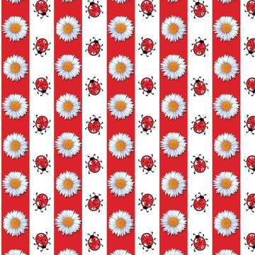 Ladybugs Daisies : Gift 12" X 12" Decal Vinyl Sticker Sheet Pattern Stripes Ladybug Flower Feminine Print For Her Mother