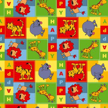 Safari Friends : Gift 12" X 12" Decal Vinyl Sticker Sheet Pattern Animals Lion Giraffe Kids Birthday Square Pattern Colourful Diy