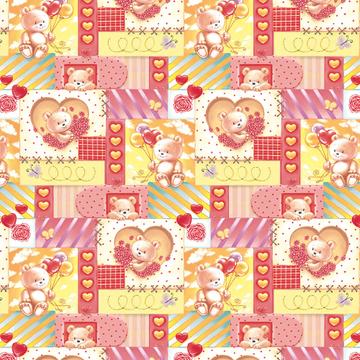 Lovable Teddy Bear : Gift 12" X 12" Decal Vinyl Sticker Sheet Pattern Valentine Heart Patchwork Balloons Flowers Dots Pattern