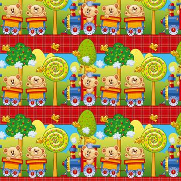 Bears Train : Gift 12" X 12" Decal Vinyl Sticker Sheet Pattern Trees Travel Family Birds Squared Pattern Lollipop Friends Kids Room Decor
