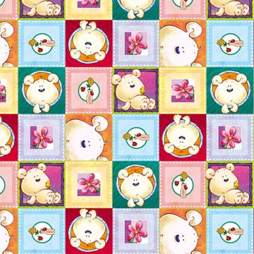 Whimsical Bear Bears : Gift 12" X 12" Decal Vinyl Sticker Sheet Pattern Cute Kids Squares Birthday Room Decor Child Flower