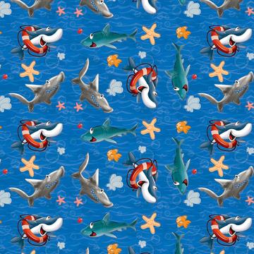 Underwater Life : Gift 12" X 12" Decal Vinyl Sticker Sheet Pattern Funny Shark Dolphin Fish Stars Pattern Shells Bubbles Room Decor