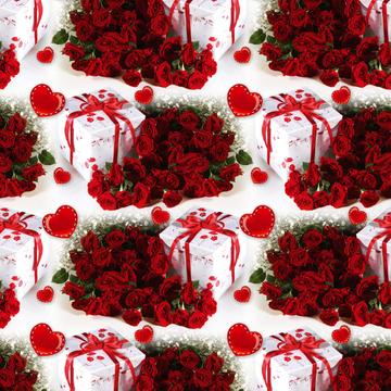 Red Flowers : Gift 12" X 12" Decal Vinyl Sticker Sheet Pattern Roses Bouquet Babys Breath Box Ribbon Pattern Valentine Mom