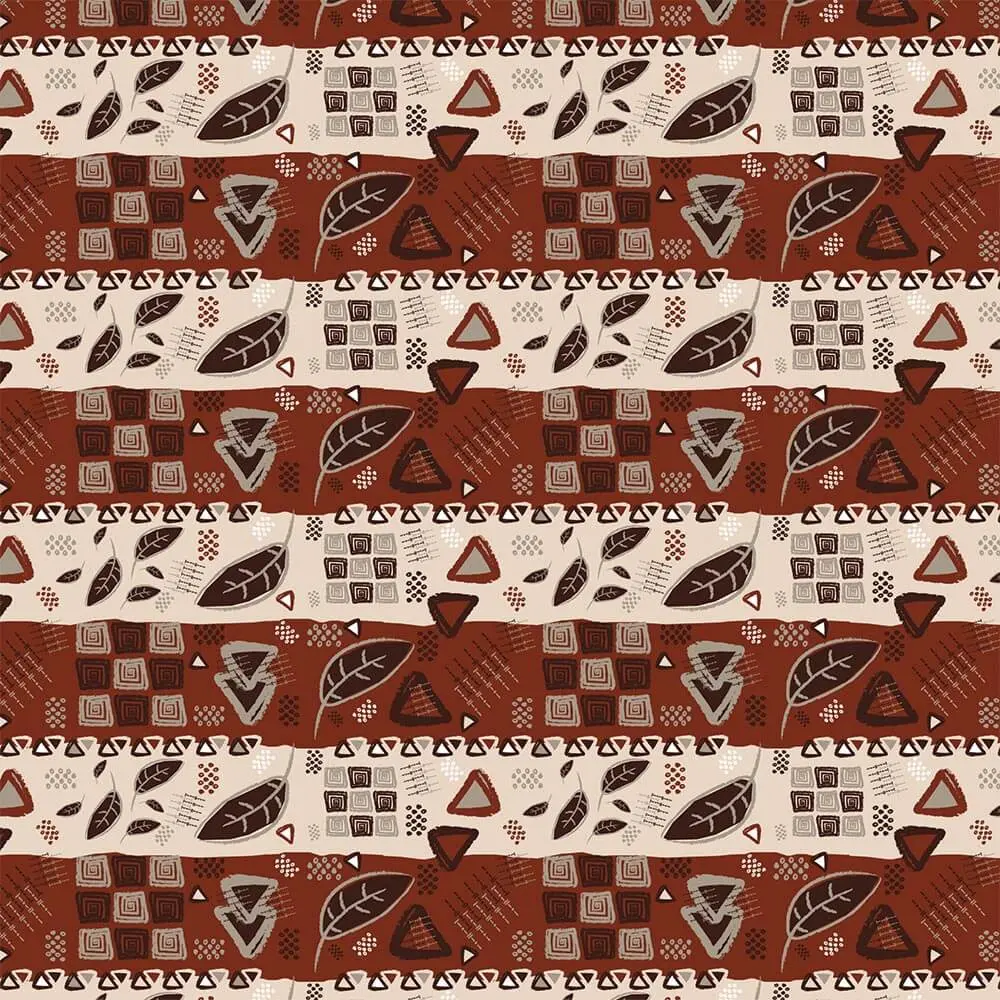 Tribal Pattern Fall : Gift 12" X 12" Decal Vinyl Sticker Sheet Abstract Print Geometrical Squares Triangle Leaves Autumn Fabric