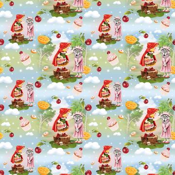 Little Red Riding Hood : Gift 12" X 12" Decal Vinyl Sticker Sheet Pattern Fairytale Pattern Sweets Wolf Baby Room Decor Forest