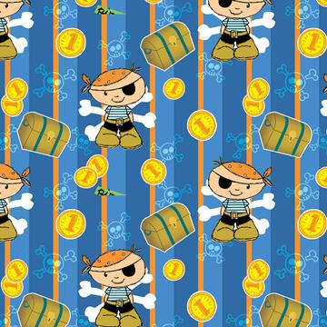 Small Pirate : Gift 12" X 12" Decal Vinyl Sticker Sheet Pattern Baby Shower Coins Treasure Chest Lines Pattern Party Decor Toddler