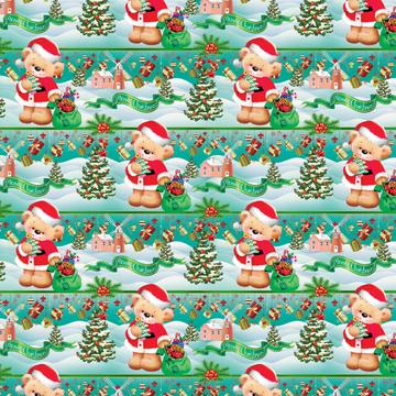 Teddy Bear Santa : Gift 12" X 12" Decal Vinyl Sticker Sheet Pattern Diy Garland Decor Christmas Pattern Kid Sweet Design