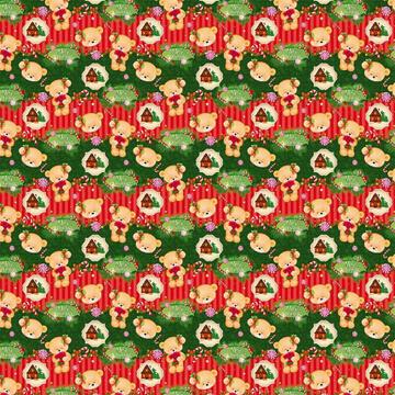 Bear Christmas Flowers : Gift 12" X 12" Decal Vinyl Sticker Sheet Pattern Seasons Greetings Pattern Childish Room Decor Candy