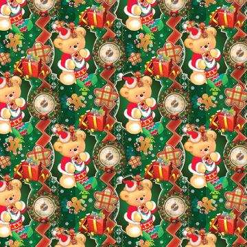 Christmas Stocking Bear : Gift 12" X 12" Decal Vinyl Sticker Sheet Pattern Festive Ornament Kiddish Pattern Gifts Gingerbread Man