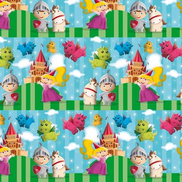 Fairy Tale : Gift 12" X 12" Decal Vinyl Sticker Sheet Pattern Knight Horse Princess Dragon Stripes Pattern Child Clouds Diy Book